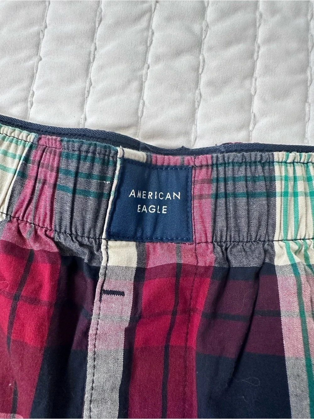 American Eagle Outfitters Stretch Plaid Classic Navy Boxers Short Sz S/P 29-31